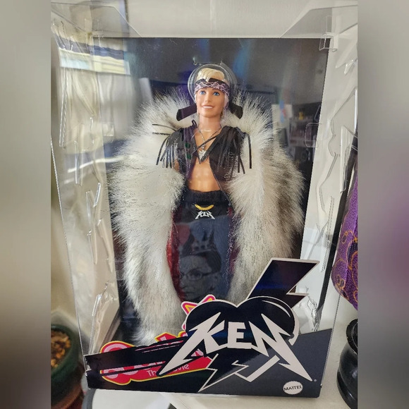 Barbie The Movie, Ken Doll in Faux Fur Coat and Black Fringe Vest. - Picture 10 of 16